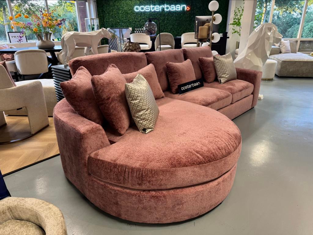 Luxe Velvet Teddy Loungebank Nepal Round 160x290cm NEW, Huis en Inrichting, Banken | Bankstellen, 250 tot 300 cm, Info@oosterbaanwonen.nl