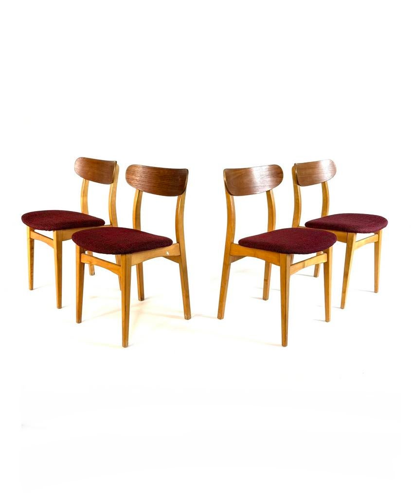 4x vintage Deense eetkamerstoelen, Farstrup Møbler ‘60, Hout, Ophalen of Verzenden, Zo goed als nieuw, Vier