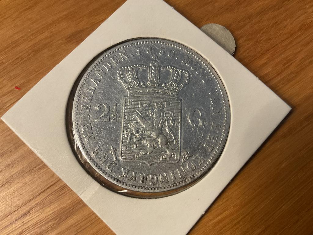 Nederland 2,5 gulden rijksdaalder 1850 zilver, Postzegels en Munten, Munten | Nederland, Ophalen of Verzenden, Koning Willem III
