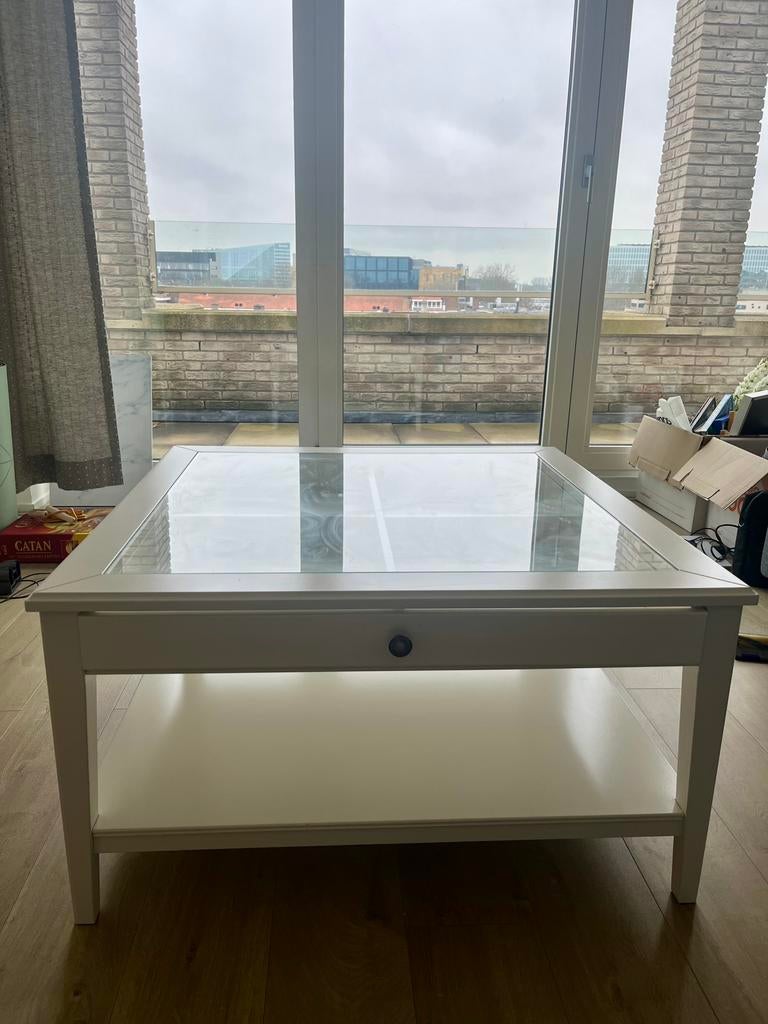IKEA LIATORP Coffee Table: White, Glass Top, Good Condition, Ophalen, Gebruikt, 50 tot 100 cm, Glas