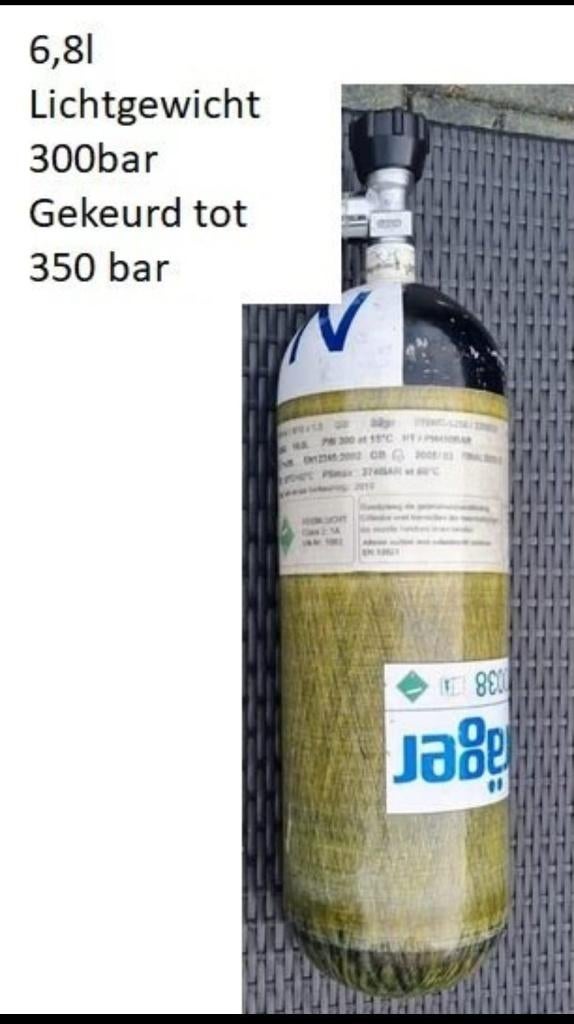 Carbon duikfles luchtfles pcp  6,8l, Ophalen of Verzenden, Zo goed als nieuw