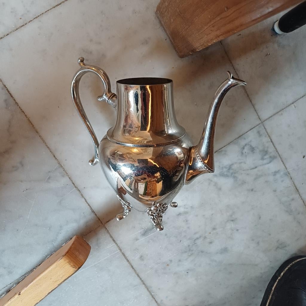 Zilveren theepot of koffiepot verzilverd kurz & co tiel, Antiek en Kunst, Antiek | Goud en Zilver, Ophalen of Verzenden