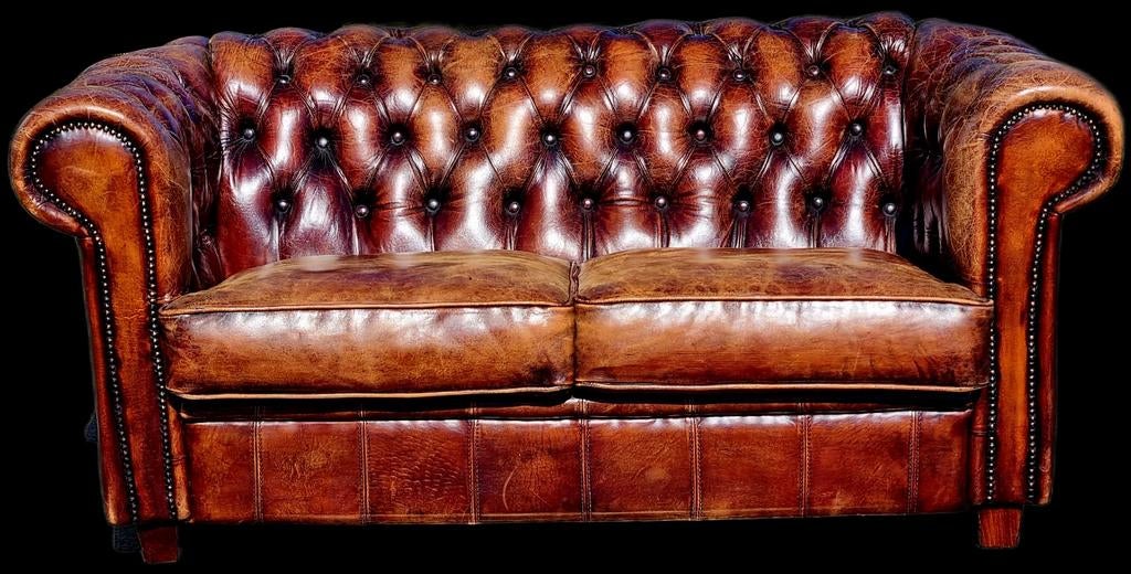Chesterfield bank - schapenleer - uniek!
