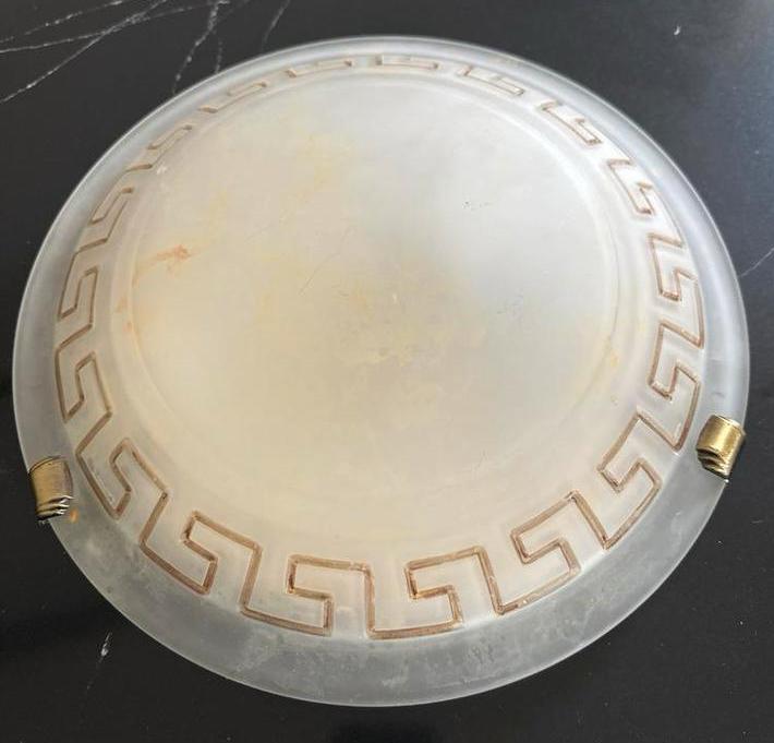 Massive Plafondlamp Griekse Stijl Ø30cm, Huis en Inrichting, Ophalen of Verzenden, Gebruikt, Glas