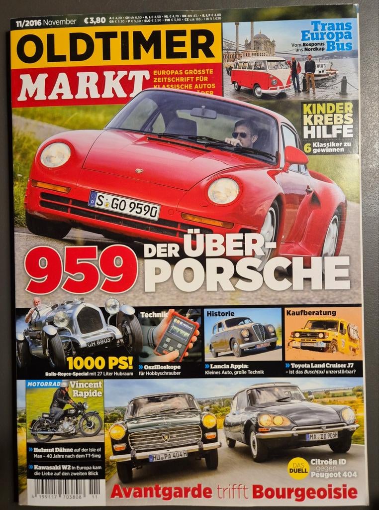 Oldtimer Markt nov. 2016 / 959 Der Über Porsche, Oldtimer Markt, Ophalen of Verzenden, Zo goed als nieuw, Porsche