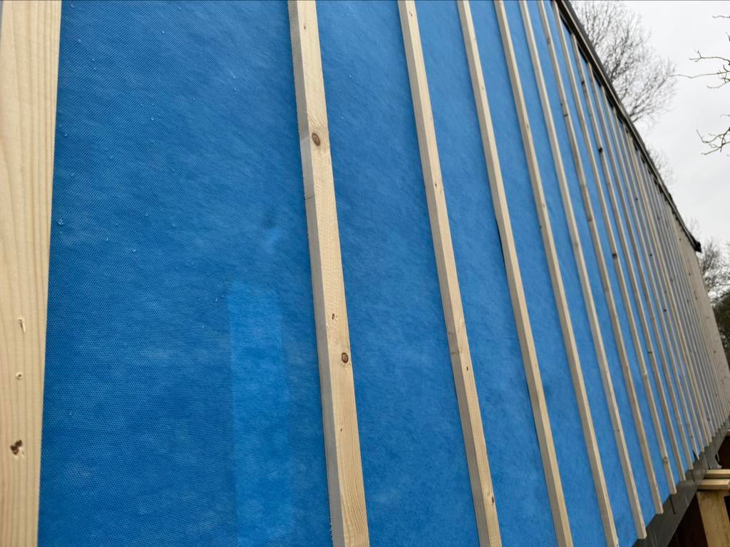 Megatec dampremmende dak /gevelfolie 120 gram dik., Doe-het-zelf en Verbouw, Dakpannen en Dakbedekking, Steen of Klei, Blauw, Nieuw
