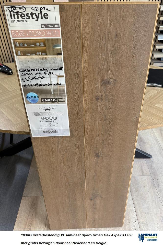 103m2 Waterbestendig Hydro laminaat Urban Oak  42pak = €1750