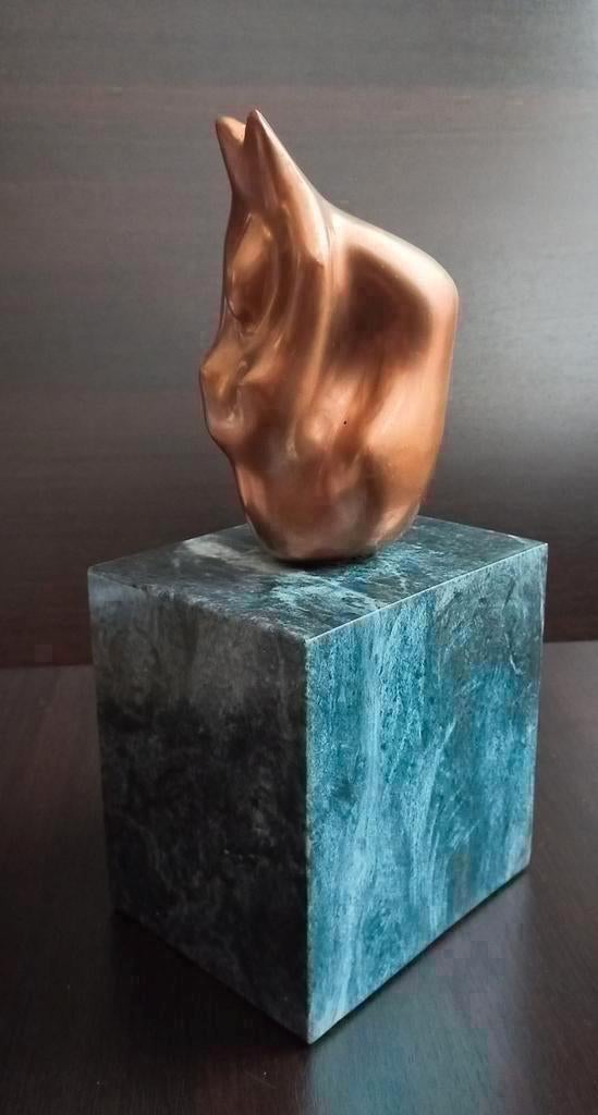 Abstract brons beeld van een vrouwelijk naakte in oefening, Ophalen of Verzenden, Brons