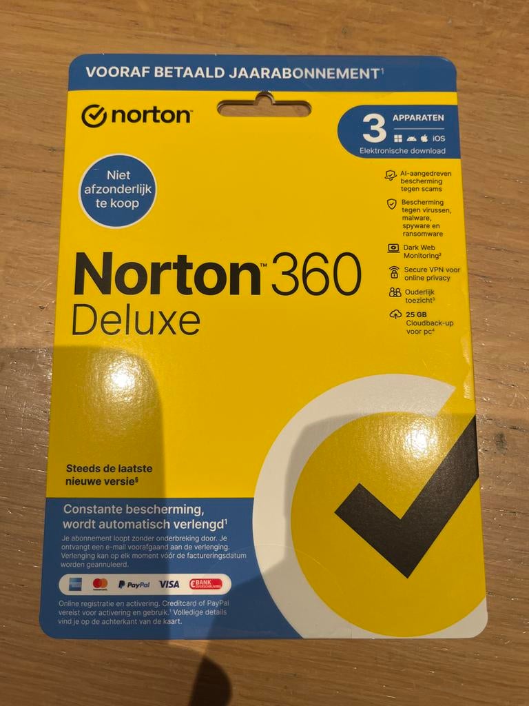 Norton 360 Deluxe - 3 Apparaten - Jaarabonnement, Computers en Software, Antivirus- en Beveiligingssoftware, Ophalen, Nieuw, MacOS