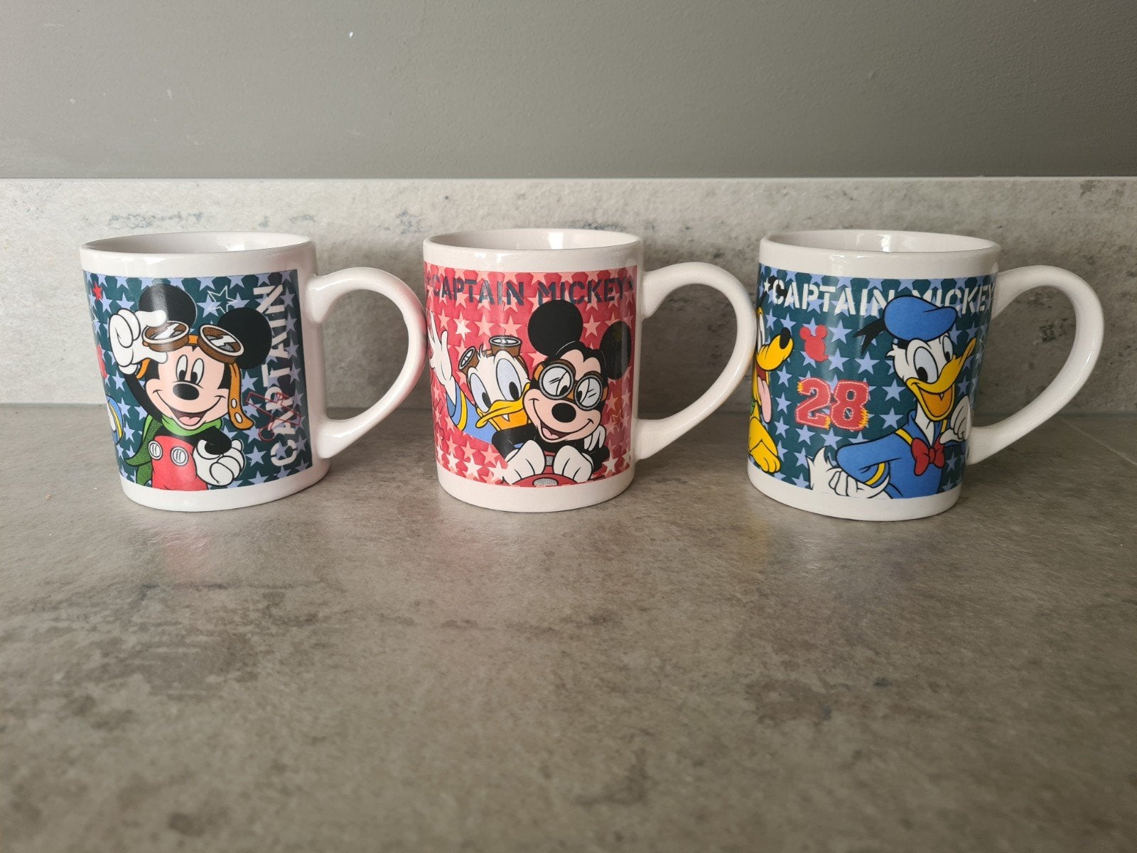 Set van 3 Disney mokken: Mickey, Donald en Pluto, Ophalen of Verzenden, Mickey Mouse, Zo goed als nieuw, Servies