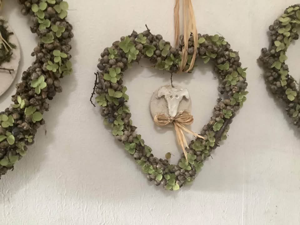 Dadelpalm bessen en hortensia hart krans kransen, Ophalen of Verzenden, Nieuw