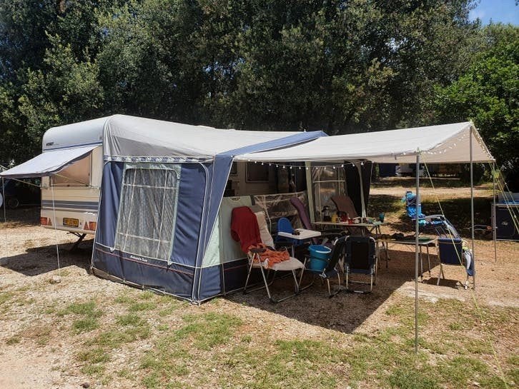 Isabella luifel / zonneluifel G16 caravan luifel tent, Ophalen, Gebruikt, Minder dan 1 meter, Zweefparasol