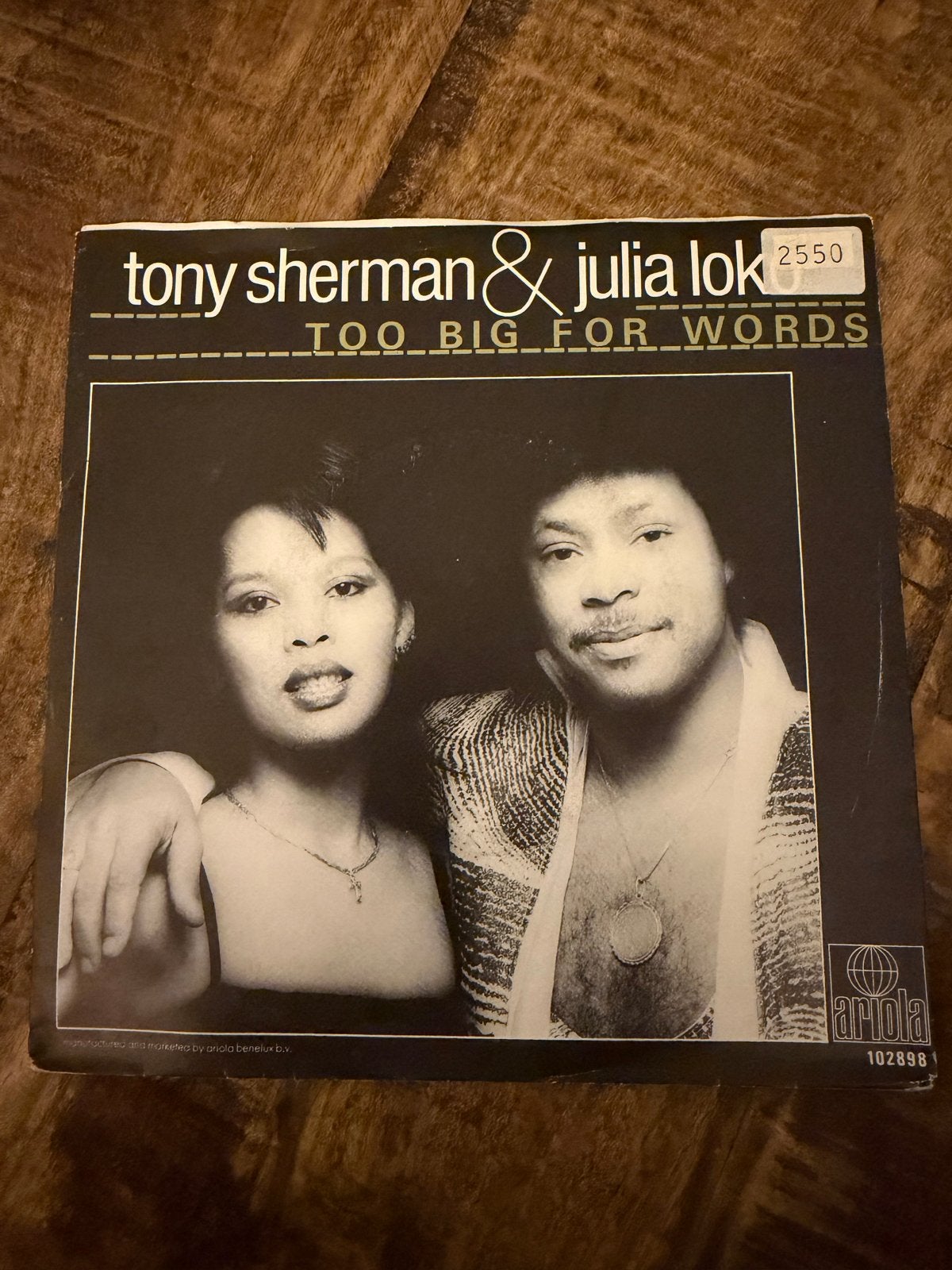 Tony Sherman & Julia Lok - Too Big For Words, Gebruikt, Originele persing, 7 inch, Ophalen of Verzenden