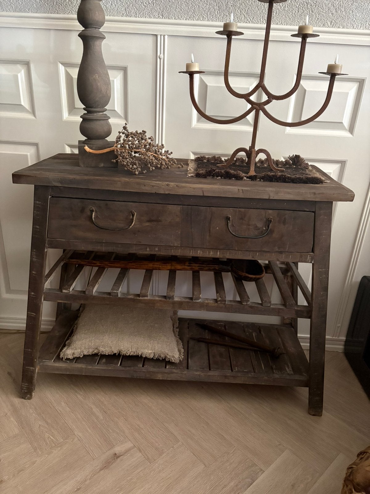 Sidetable oud hout, Huis en Inrichting, Tafels | Sidetables, Ophalen, Zo goed als nieuw, 25 tot 50 cm, Rechthoekig