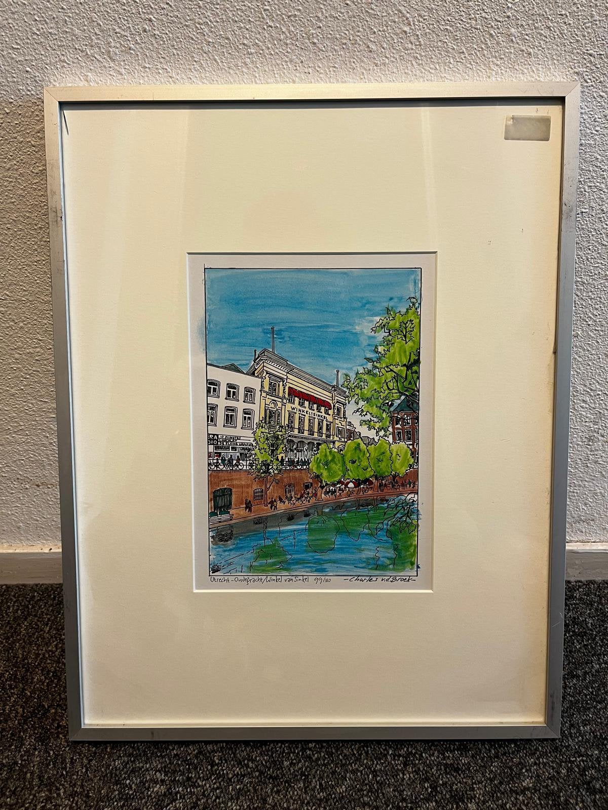 Utrecht Oudegracht/winkel v sinkel tekening charles vd broek, Antiek en Kunst, Ophalen, Overige stijlen, Overige ondergronden