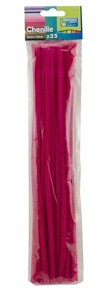 Vaessen Creative chenille draad fuchsia 25 st. d.6 mm l.30cm, Hobby en Vrije tijd, Knutselen, ., Nieuw, Ophalen of Verzenden, .