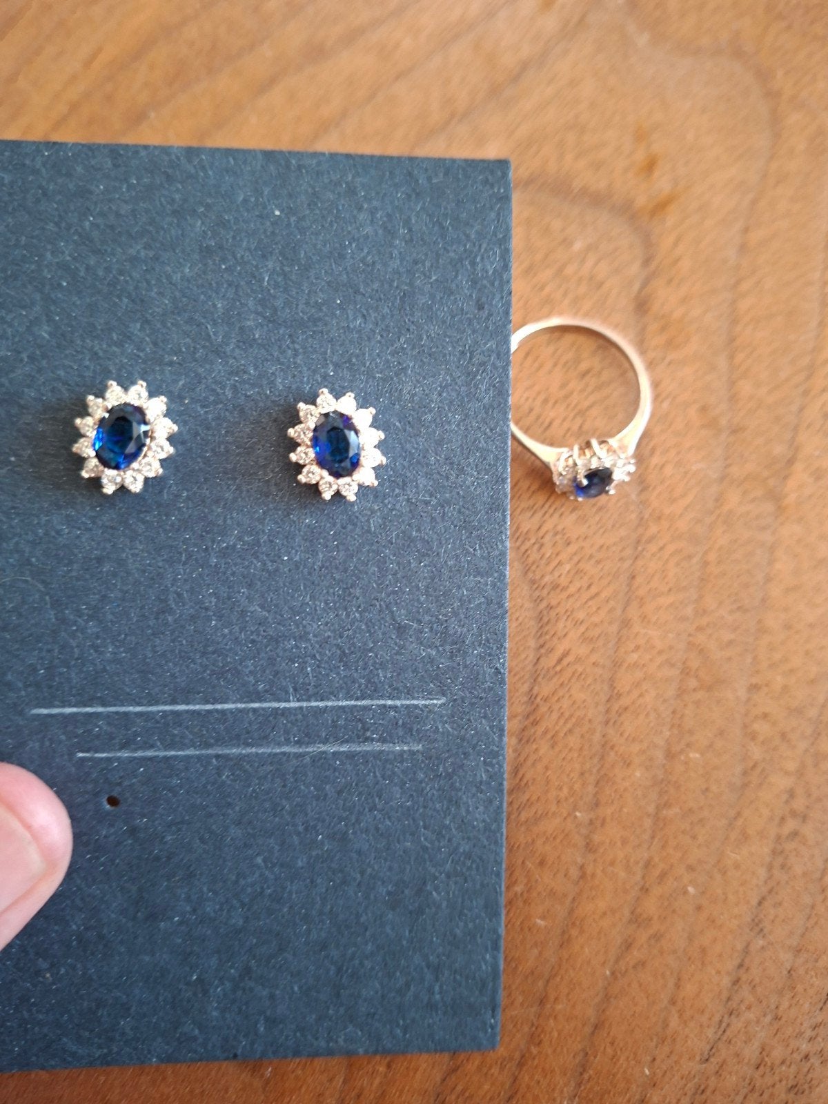 Saffier & Zilveren Sieradenset - Lady Diana Stijl, Gebruikt, Blauw, Ophalen of Verzenden, Met edelsteen