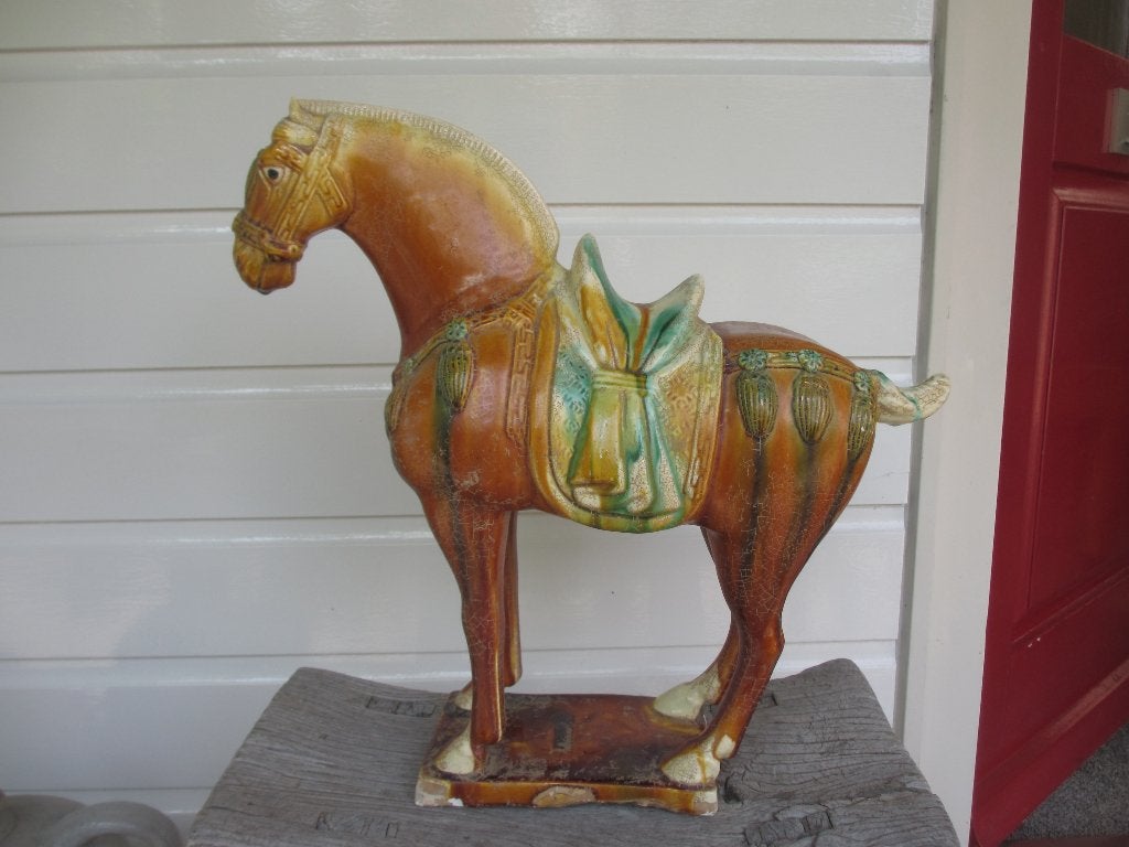 GROOT !!Vintage Chinees Tang dynastie majolica paard, Ophalen of Verzenden