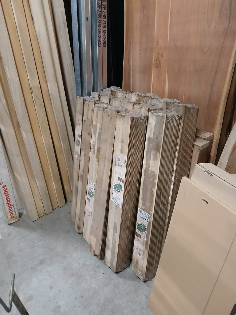 35€m² | 96 m² massieve kastanje planchetten Lambri / Dako, Doe-het-zelf en Verbouw, Ophalen, Minder dan 25 mm, Nieuw, Plank