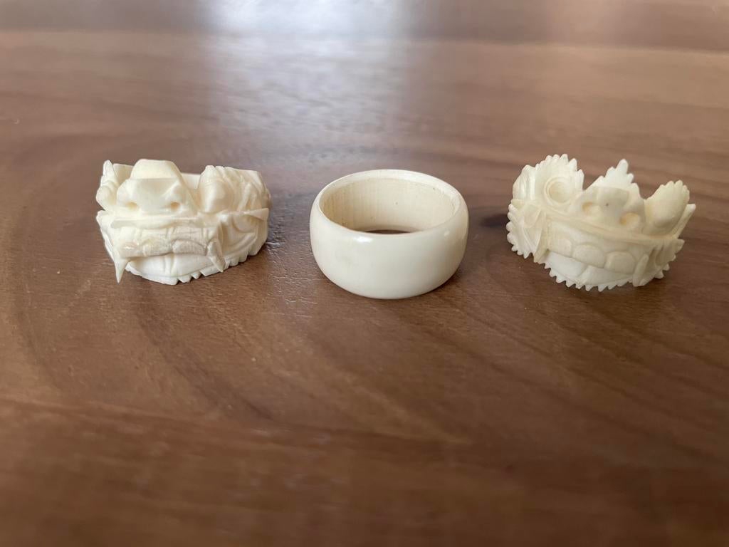 Vintage ring met drakengezicht en tanden, Ophalen of Verzenden, Overige materialen, Ring