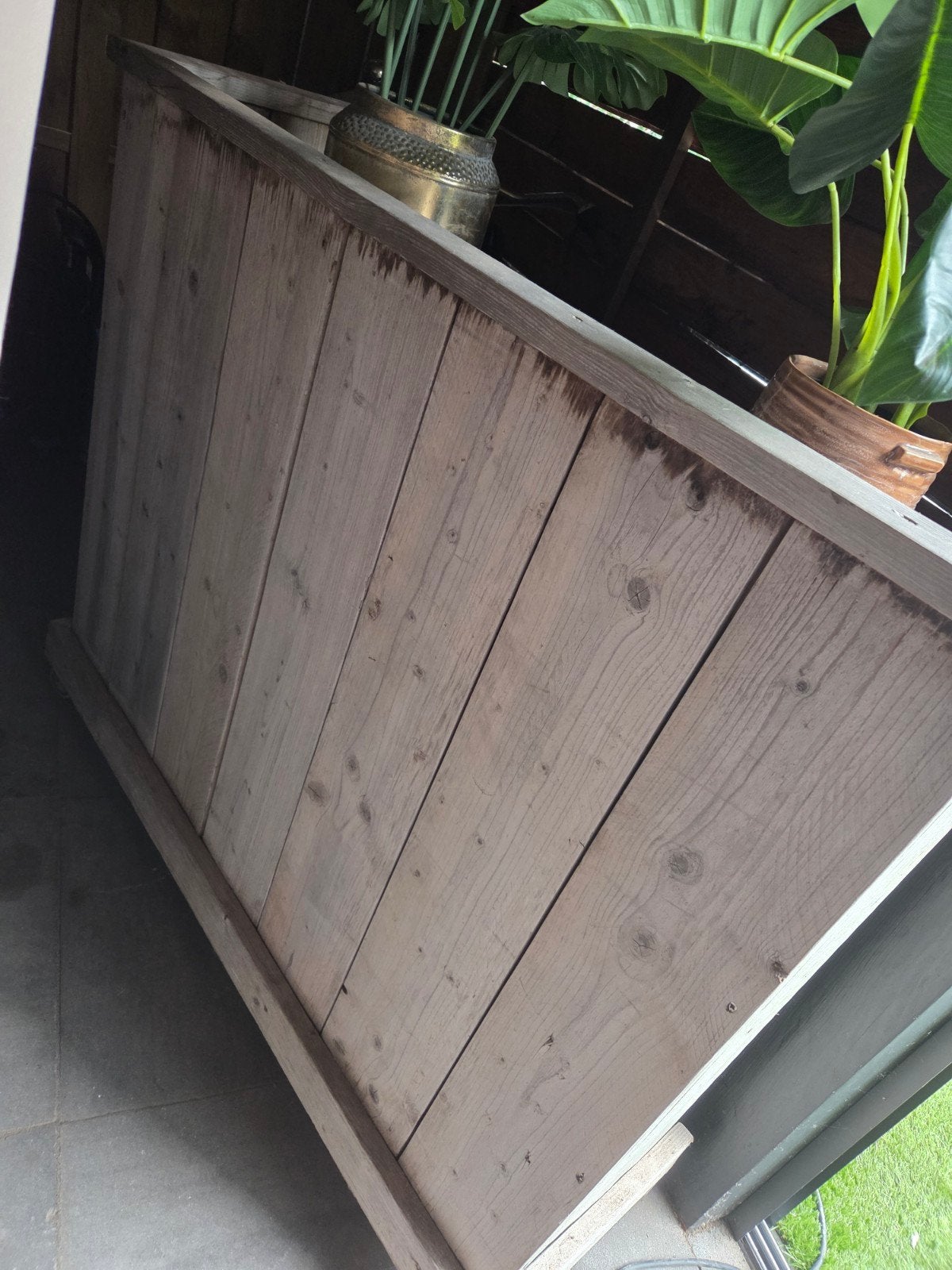 Verrijdbare steigerhouten bar voor tuinfeest of cocktailbar, Ophalen, Gebruikt