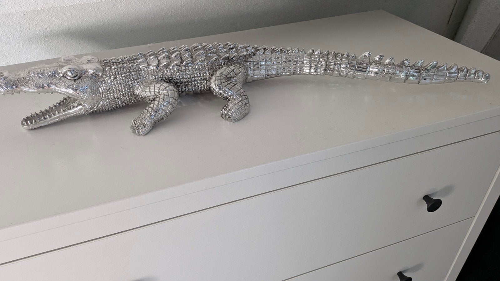 KARE Design Krokodil Beeld Zilverkleurig, Ophalen, Overige materialen, Zo goed als nieuw, Modern