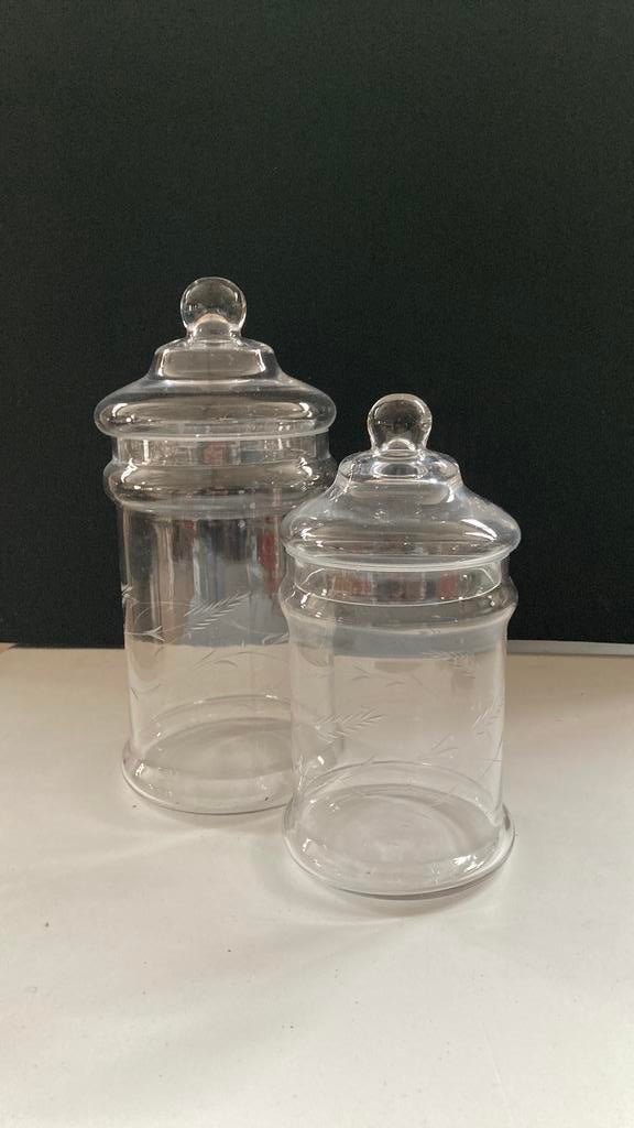 Set glazen potten, Huis en Inrichting, Woonaccessoires | Stolpen, Zo goed als nieuw, Ophalen of Verzenden