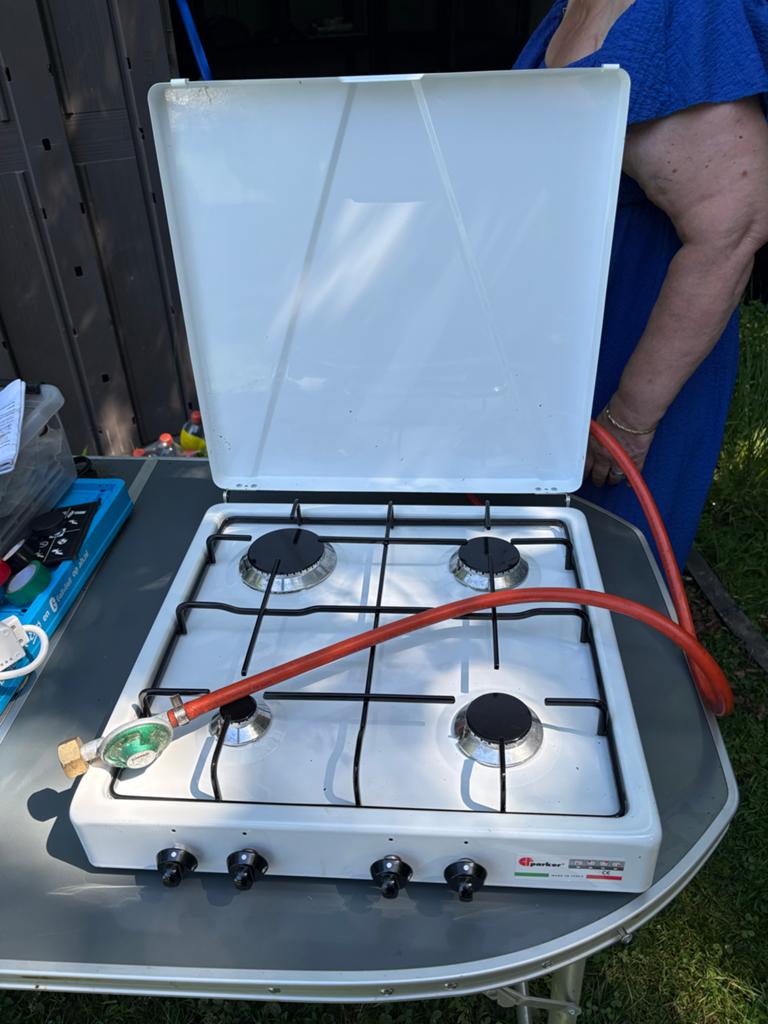 4-pits camping gaskookplaat - Ideaal voor buiten koken, Ophalen of Verzenden, Gebruikt, Wit