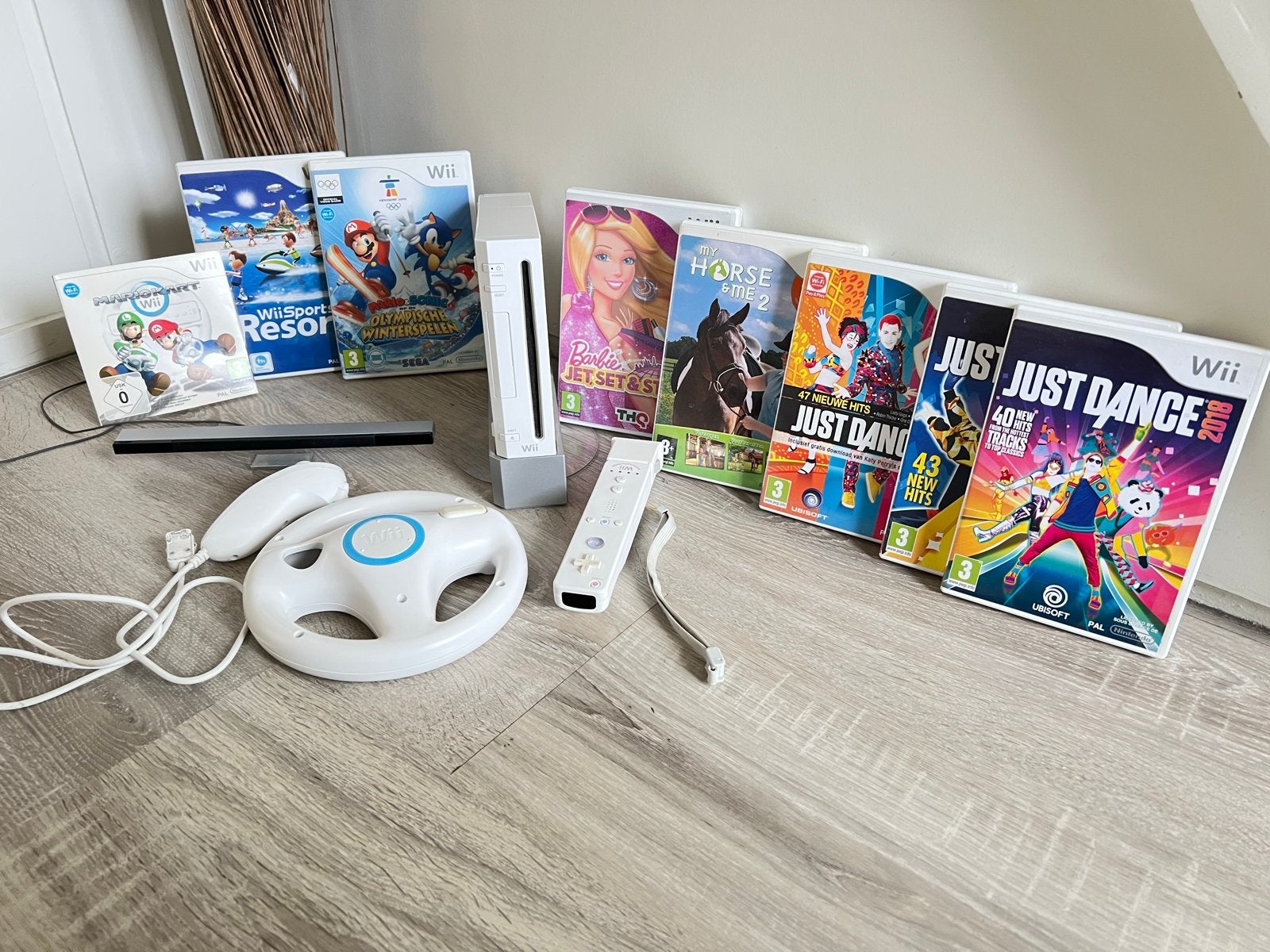 Wii Console Bundel met 7 Games, Controller en Stuur, Ophalen, Gebruikt, Met 1 controller, Met games