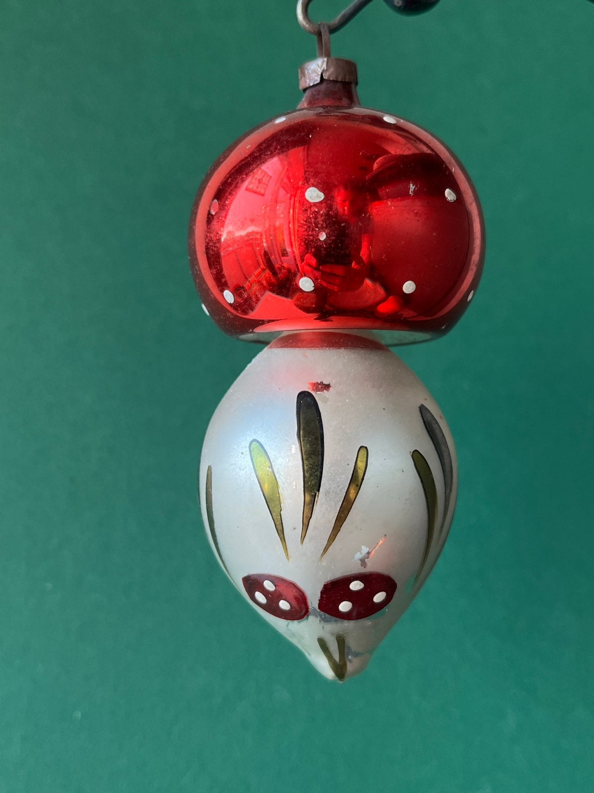 Oude glazen kerstbal (nr 24): paddenstoel, Diversen, Kerst, Gebruikt, ., Ophalen of Verzenden, .