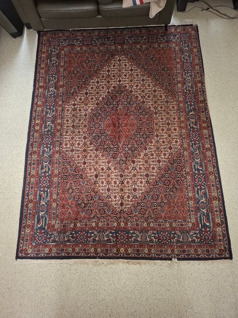 Handgeknoopt Wollen Vloerkleed / Tapijt, Ophalen, Zo goed als nieuw, Rechthoekig, 200 cm of meer