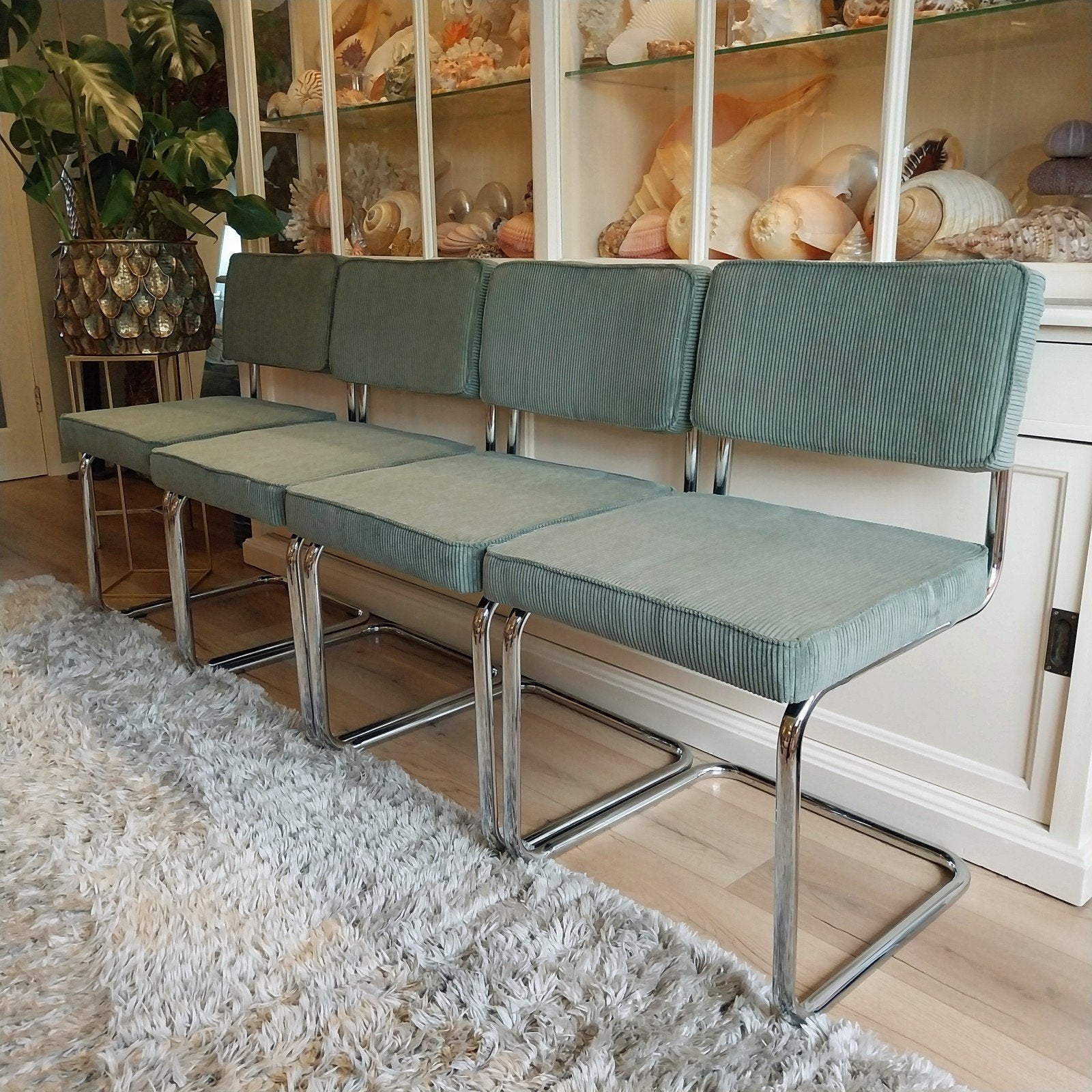 Vintage buisframe eetkamerstoelen, Ophalen, Zo goed als nieuw, Overige kleuren, Vier