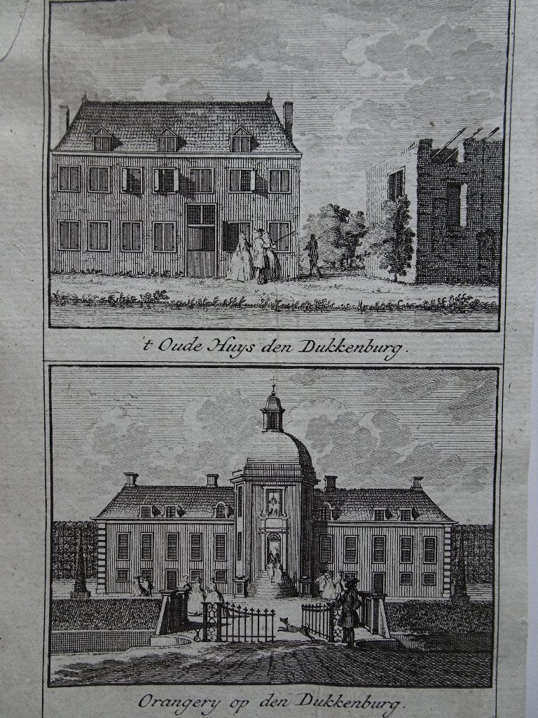 gravure oude huis orangerie dukenburg nijmegen, C.Pronk 1731, Stadsgezicht, Origineel, Ophalen of Verzenden, Gravure