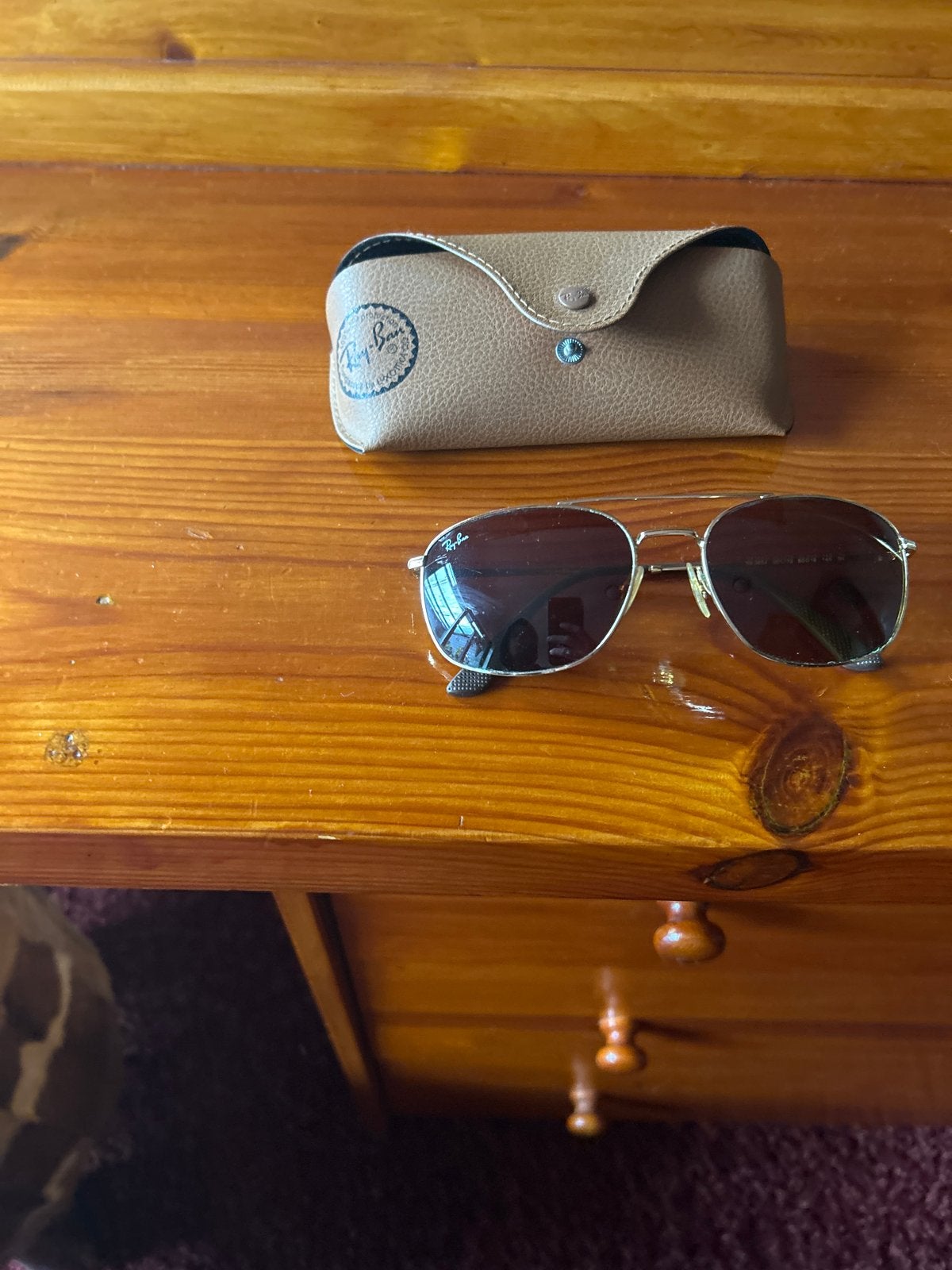 Originele Ray-Ban zonnebril met etui, Ophalen, Gebruikt, Zonnebril, Bruin
