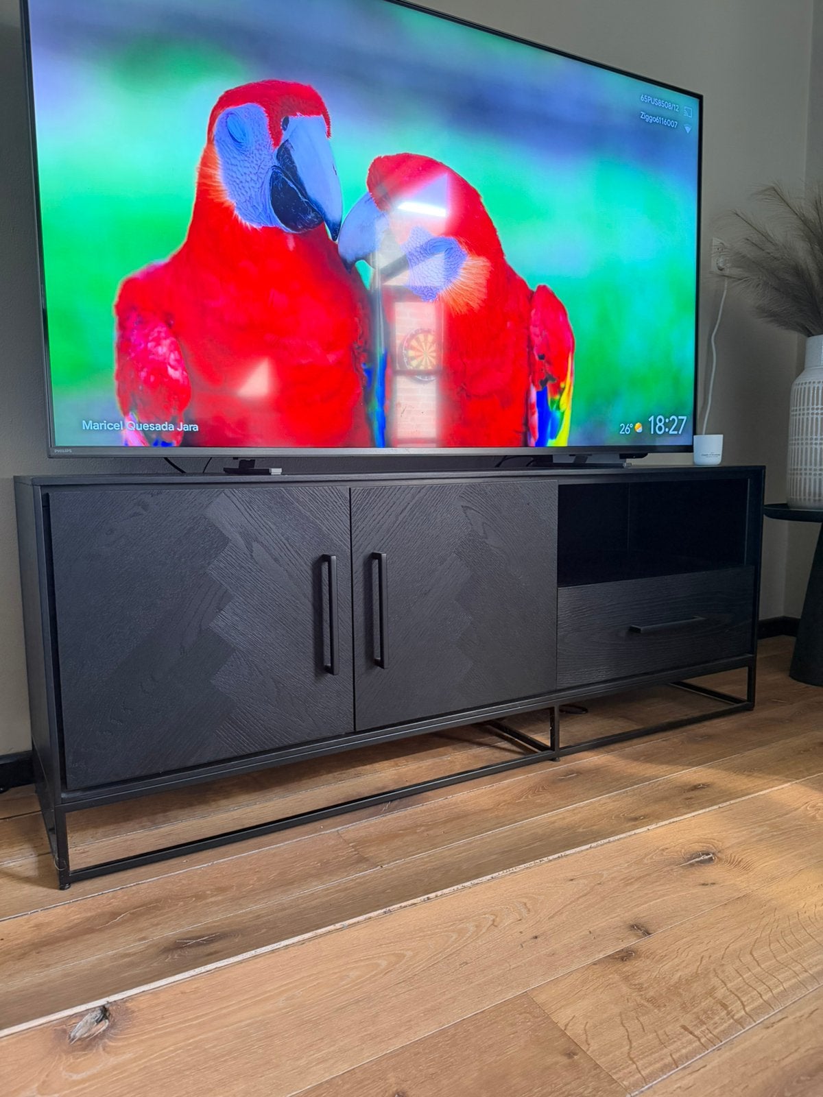 Zwart houten tv meubel/ salontafel set, 50 tot 100 cm, Zo goed als nieuw, Minder dan 100 cm, 25 tot 50 cm