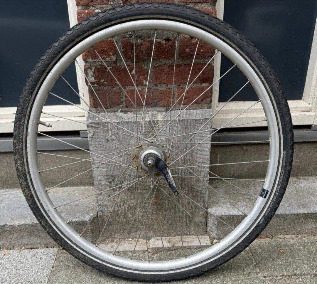 achterwiel 28 inch met terugtraprem en met 7 versnellingen, Shimano Nexus, Zo goed als nieuw, Aluminium, Stadsfiets