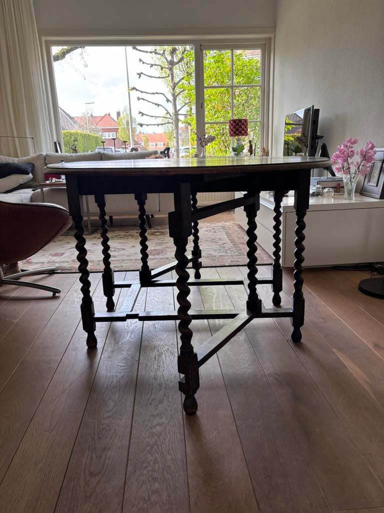 Antieke engelse hangoortafel (gateleg) eikenhout, Ophalen of Verzenden