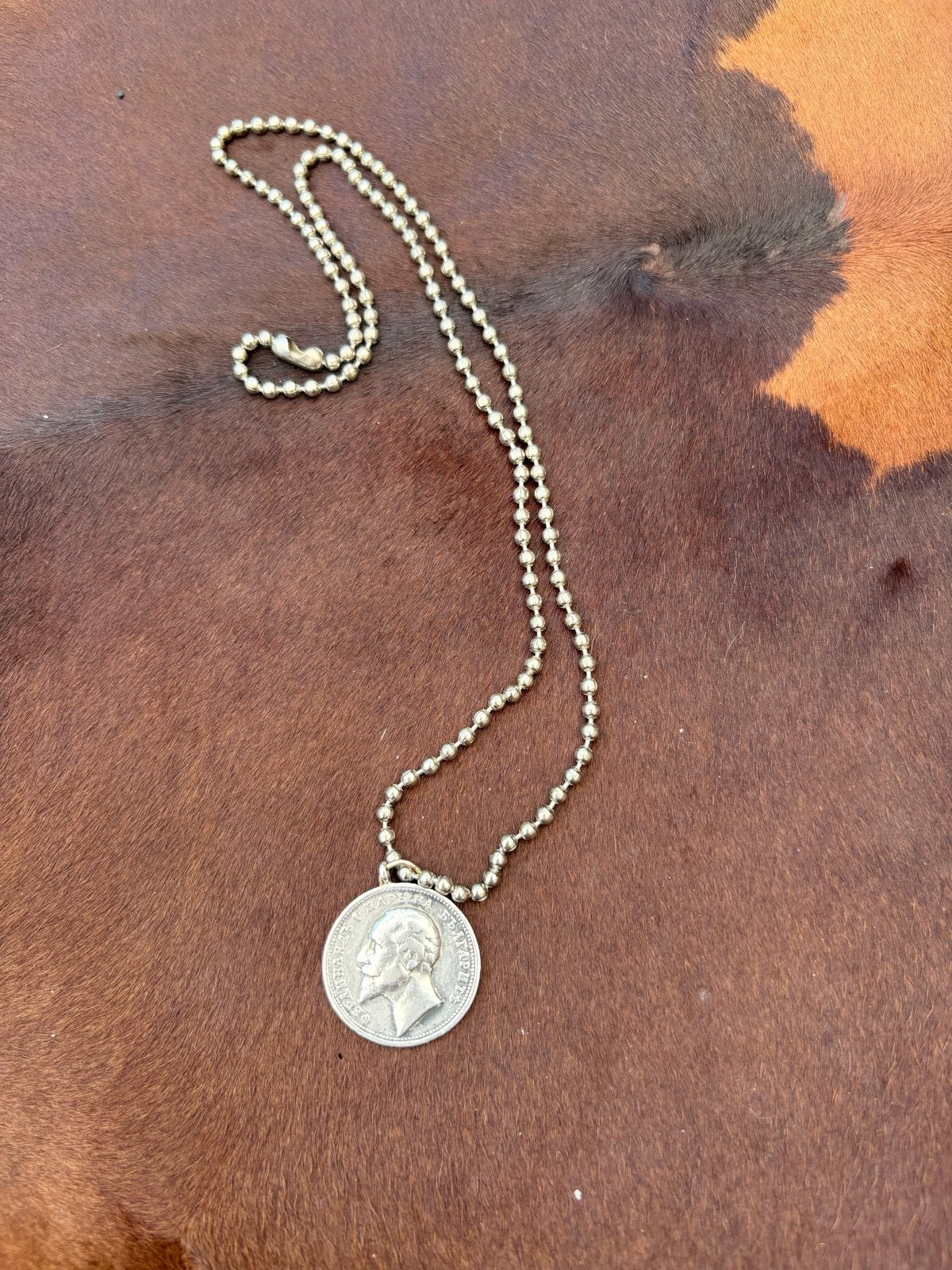 Zilveren munt ketting 835 zilver Tsaar Ferdinand I Bulgarije, Ophalen of Verzenden, Zilver, Buitenland