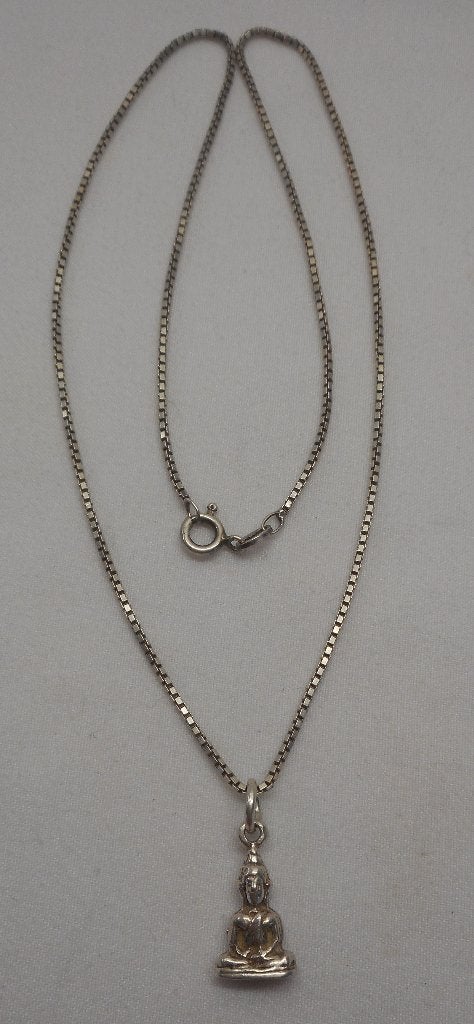 Zilveren ketting met Boeddha hanger nr.1472, Met hanger, Gebruikt, Verzenden, Zilver