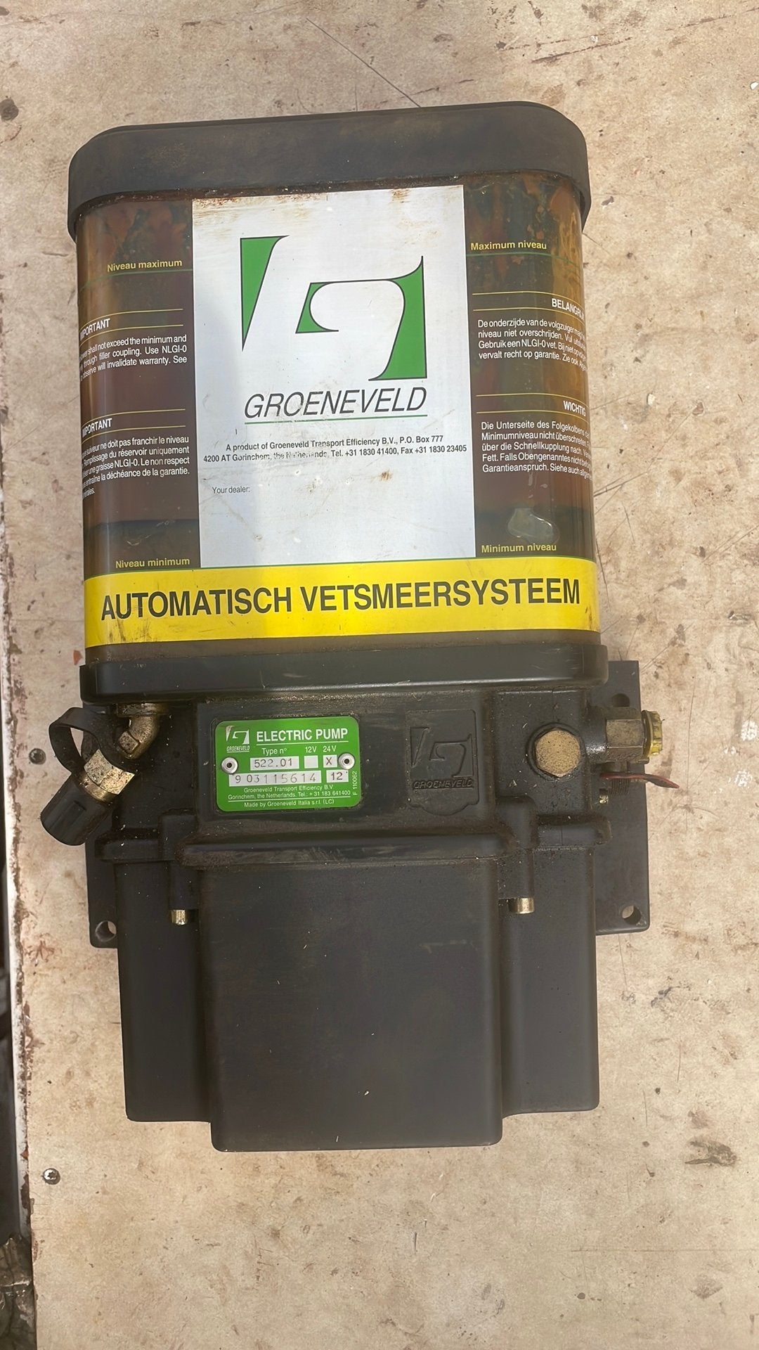 Groeneveld Automatisch Vetsmeersysteem 24V, Ophalen of Verzenden, Gebruikt, Motor en Techniek