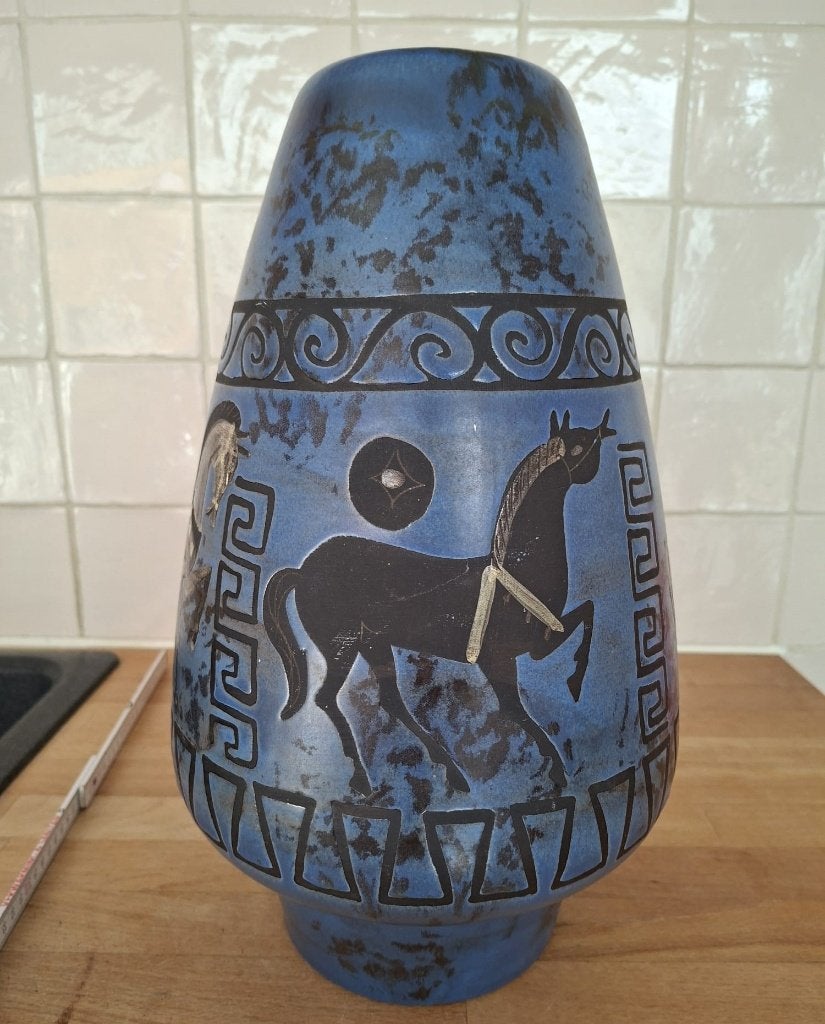 Keramiek vaas Ceramano Pergamon, design Hans Welling, 60s, Vaas, Ophalen of Verzenden, Handgemaakt, 39 cm