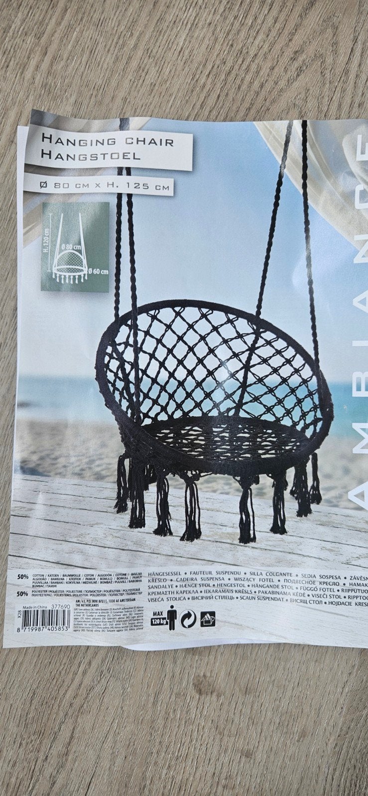 2x Nieuwe Hangstoelen in Doos - Zwart, Ophalen, Overige materialen, Twee, Zwart