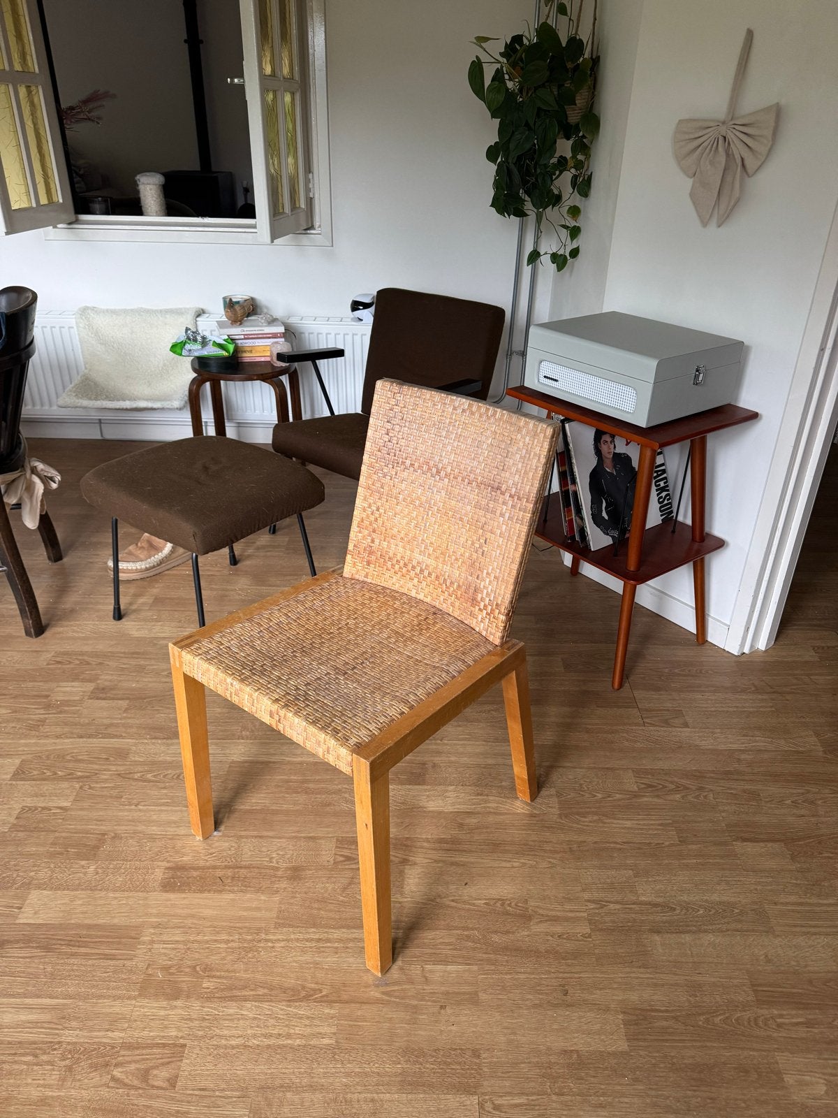 Rotan stoel met houten frame set van 2, Huis en Inrichting, Ophalen, Gebruikt, Twee, Overige kleuren