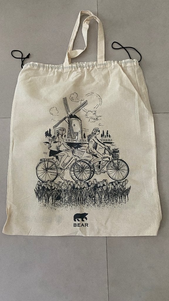 BEAR Stoffen Tas met Hollands Tafereel - Zo goed als nieuw, 40 tot 60 cm, 30 cm of meer, Beige, Ophalen of Verzenden