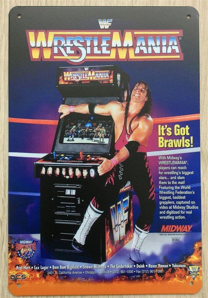 WWF Wrestlemania wwe Metalen Retro arcade Wandbord, Vechten, Verzenden, 1 speler, Nieuw