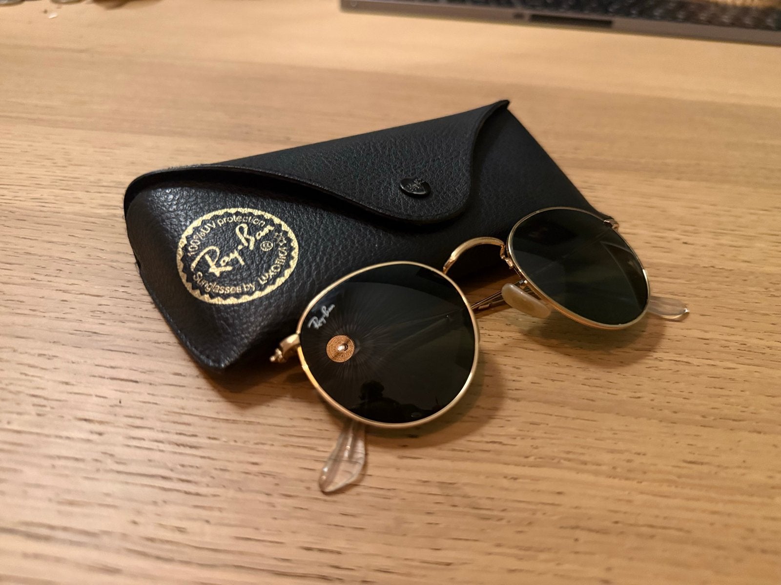 Originele Ray-Ban RB3447 Round Metal zonnebril – Gold / G-15, Zonnebril, Ophalen of Verzenden, Zo goed als nieuw, Ray-Ban
