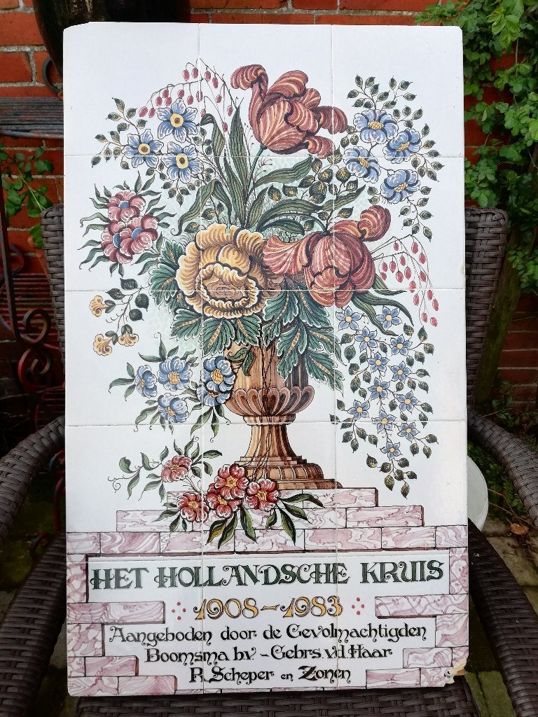 Tegelpaneel het hollandsche kruis 39,5x66cm 1908-1983, Ophalen