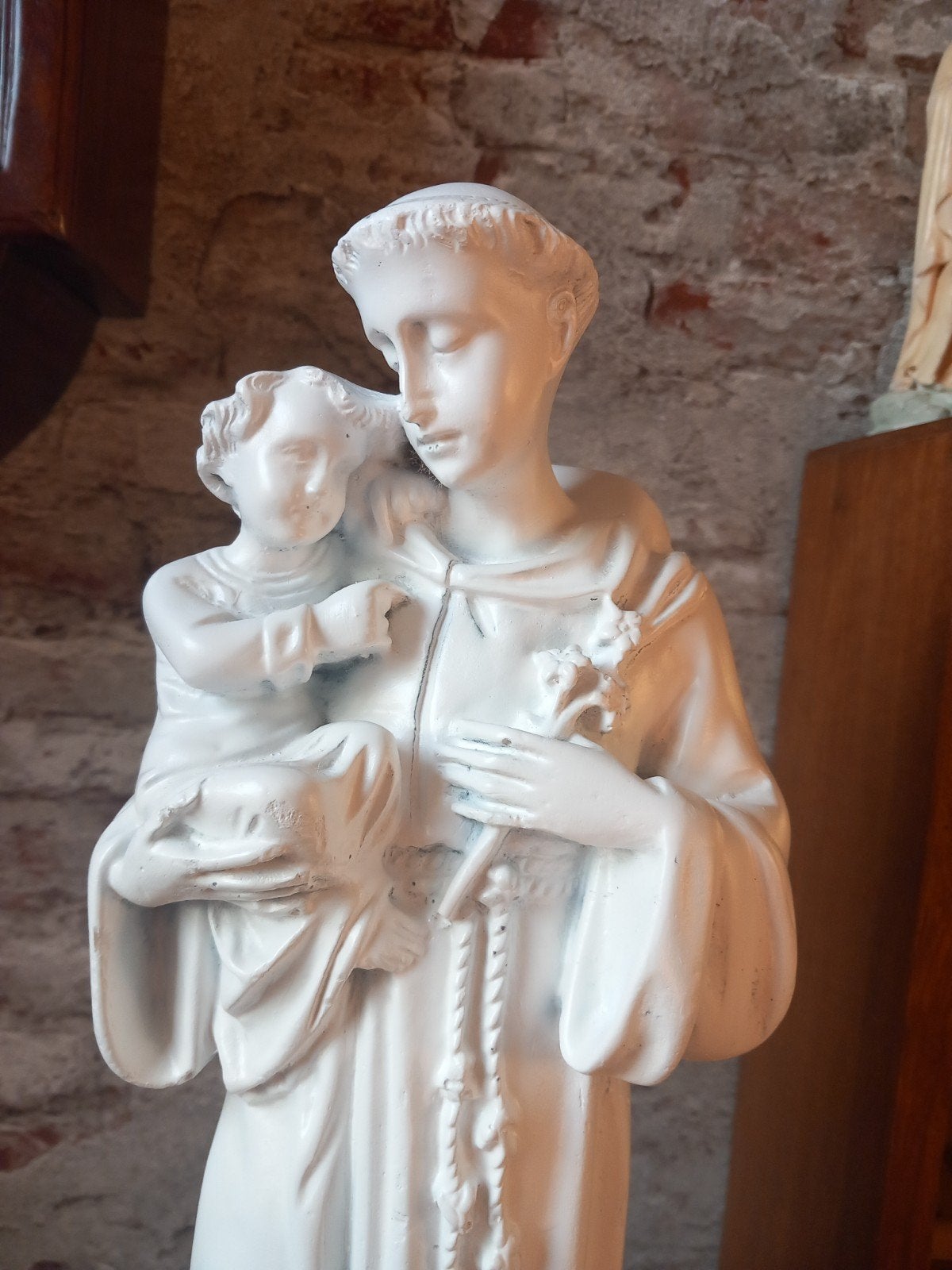 Antiek beeld Sint Antonius met kindje Jezus, Ophalen of Verzenden