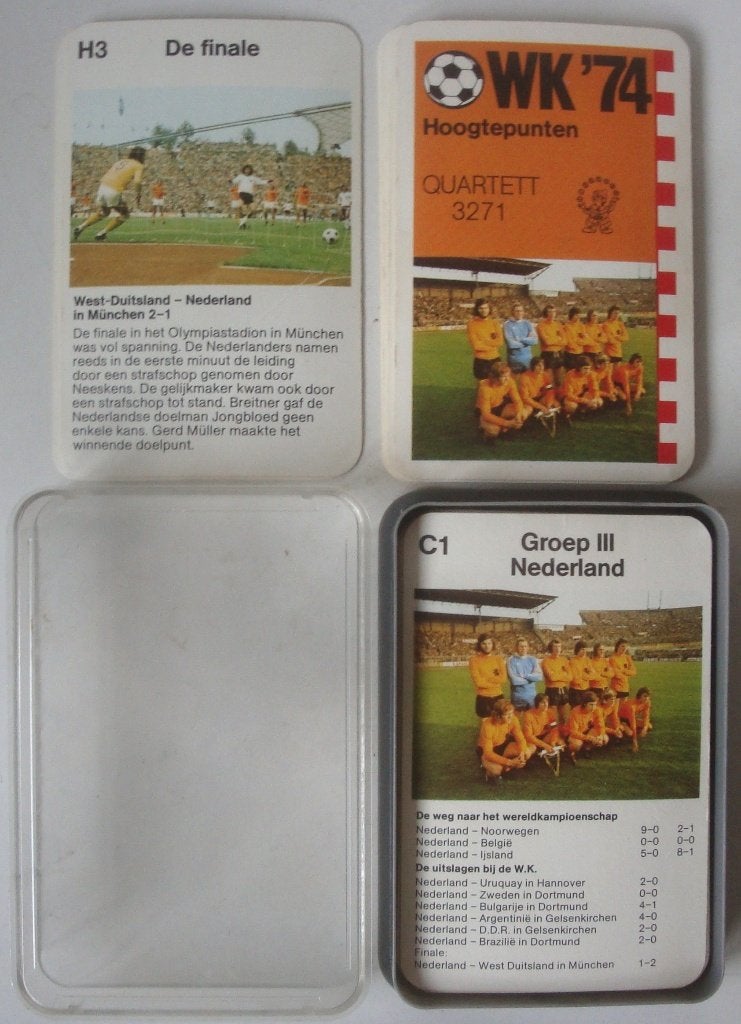 Kwartet WK '74 hoogtepunten, compleet, in plastic doosje, go, Verzamelen, Ophalen of Verzenden, Zo goed als nieuw, Kwartet(ten)