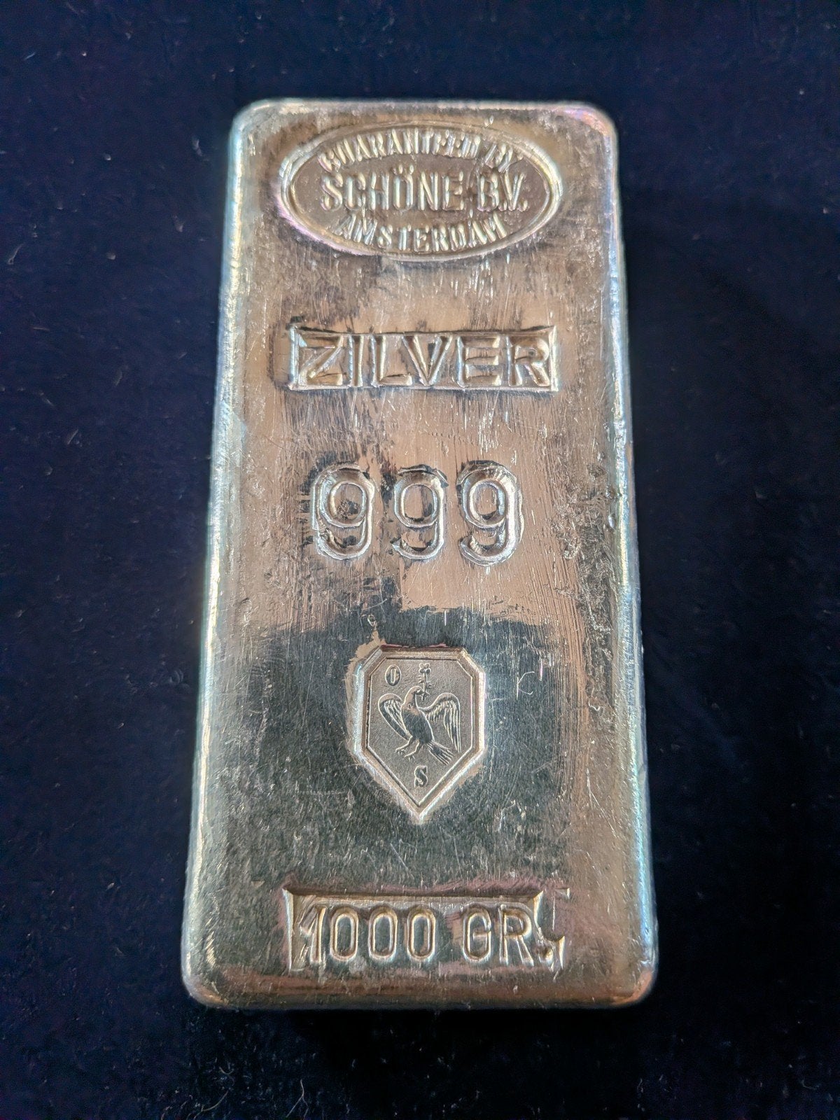 zilver kilobaar Schöne Amsterdam te koop. LBMA, Postzegels en Munten, Edelmetalen en Baren, Ophalen of Verzenden, Zilver